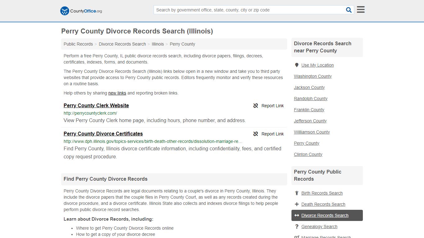 Divorce Records Search - Perry County, IL (Divorce Certificates & Decrees)
